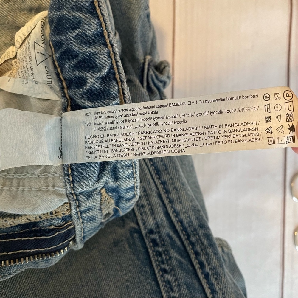 Zara Barrel Baggy Jeans Women’s 0 Blue Faded Utility Cargo Multipocket Y2K - Picture 16 of 16